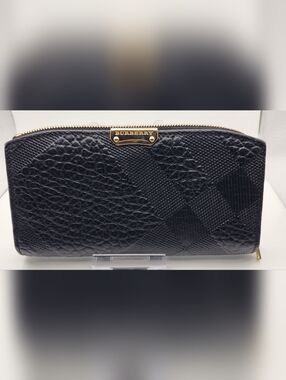 Burberry Embossed Check Leather Wallet
